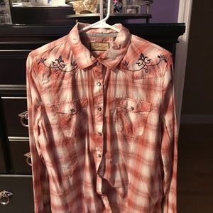 Extra large button plaid shirts.
